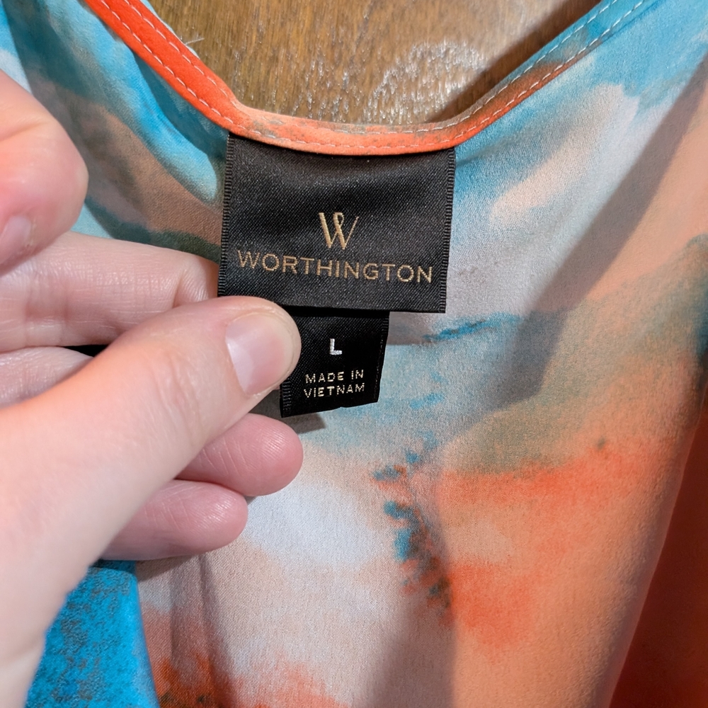 Worthington Vibrant Sleeveless Cowl Neck Top L - Picture 2 of 4